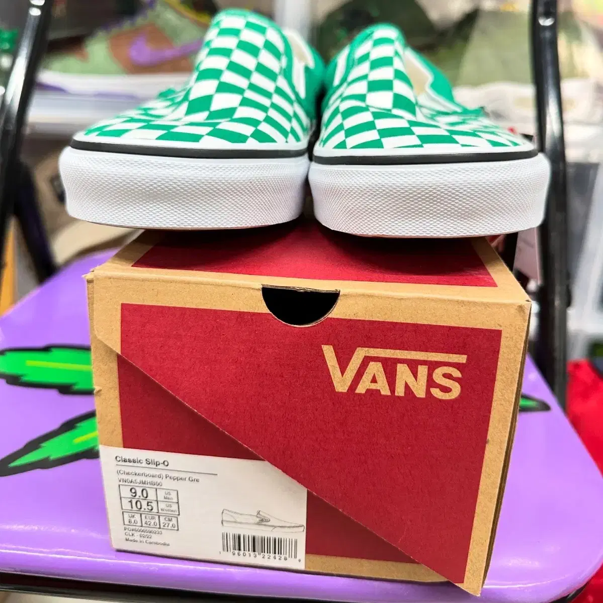 반스 슬립온 체커보드 그린 vans slip on