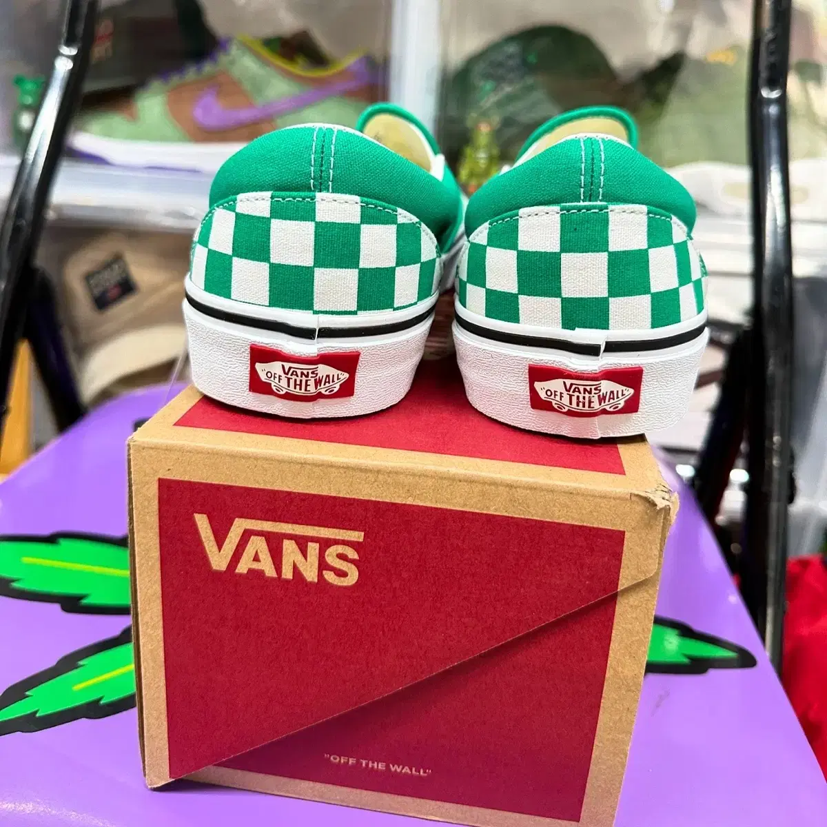 반스 슬립온 체커보드 그린 vans slip on