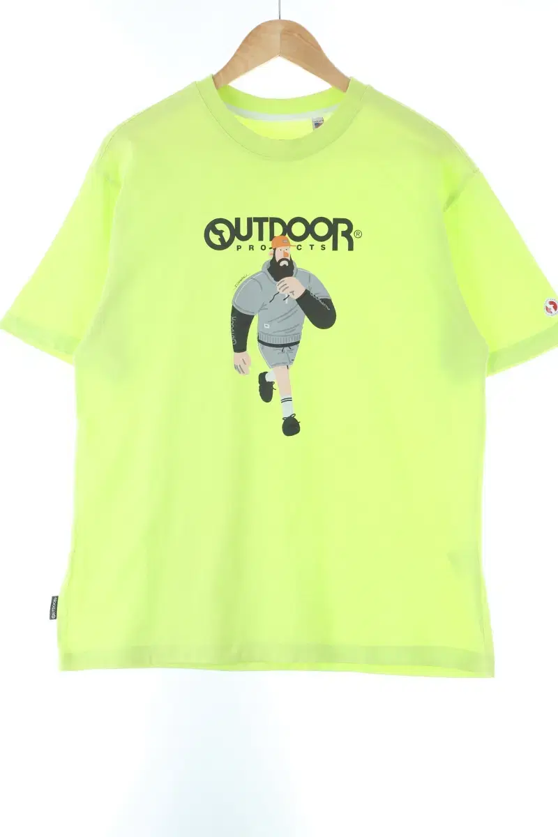 (L) Outdoor Short Sleeve T-Shirt Fluorescent Big Print Old School - D6D4