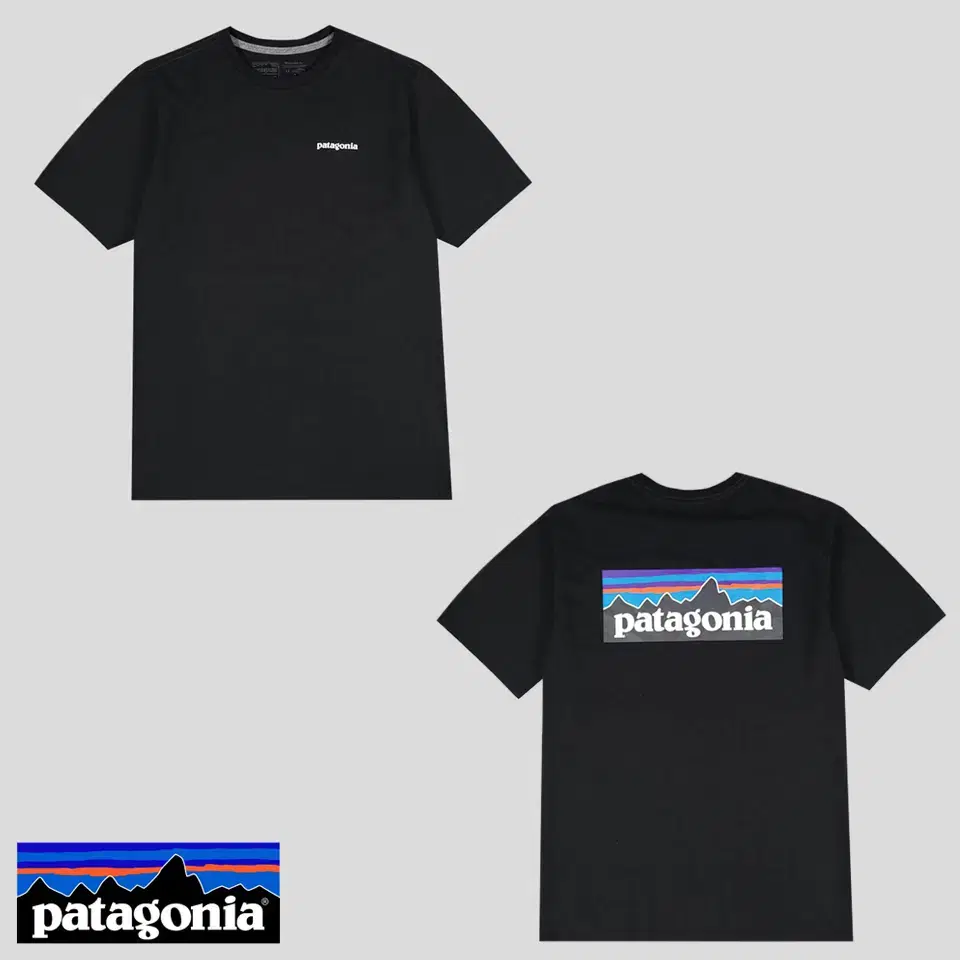 Patagonia Black Logo Big Print Cotton Blend Regular Fit Vahn T-shirt MADE