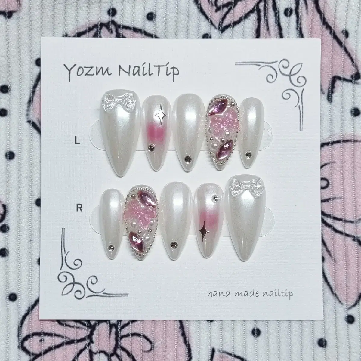 Yozm NailTip 핑크리본풀파츠