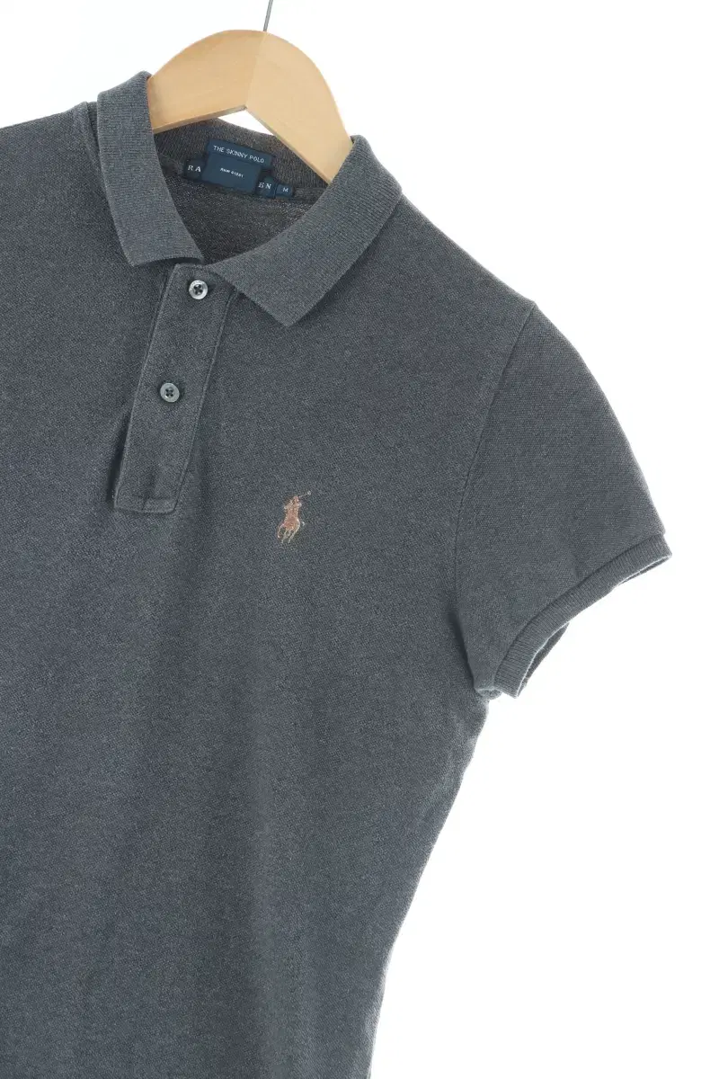 W(M) Polo Ralph Lauren Short-sleeved kara T-shirt Gray cotton Basic fit-D5FF