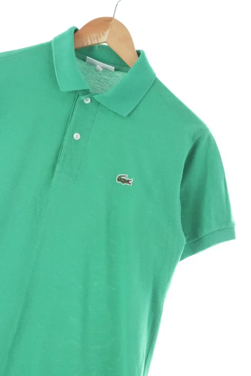 W(M) Lacoste Short-sleeved kara T-shirt Green Cotton Amecazi Basic Fit-D611