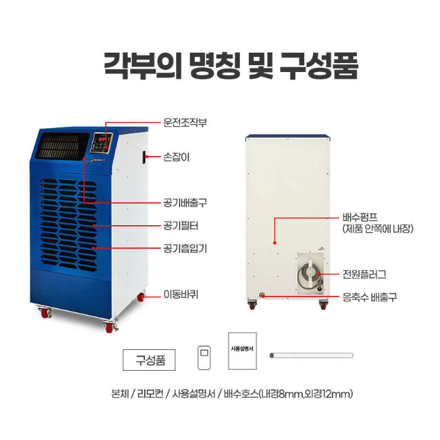 [120L/한빛] 대용량 산업용 이동식 제습기 / 업소용 공업용 창고