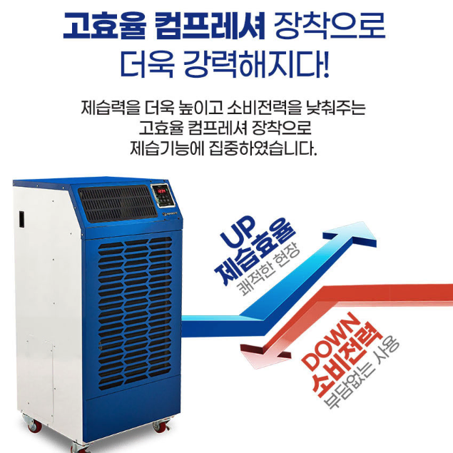 [120L/한빛] 대용량 산업용 이동식 제습기 / 업소용 공업용 창고