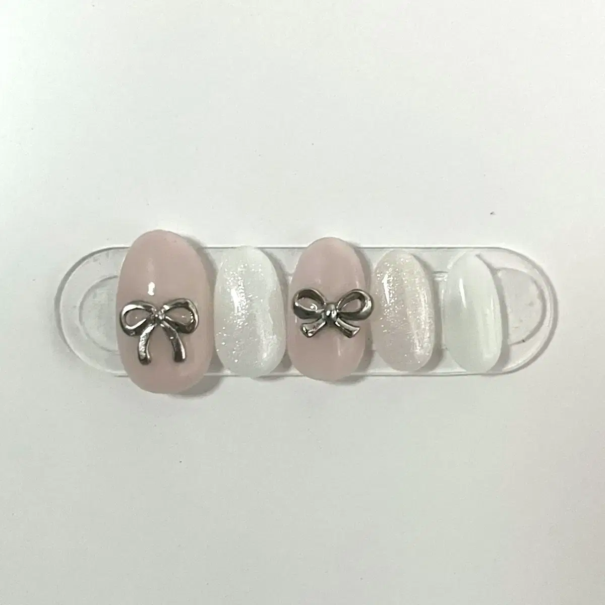 Pink Ribbon Handmade Nail Tips