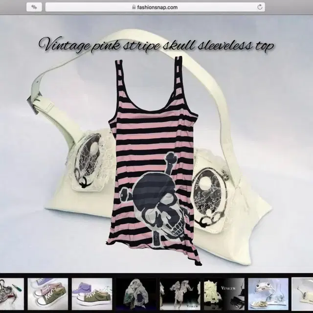 Vintage pink stripe skull sleeveless top