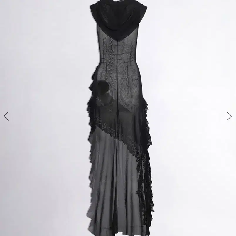 스컬프터  Victorian Hoodied Mesh Dress Black