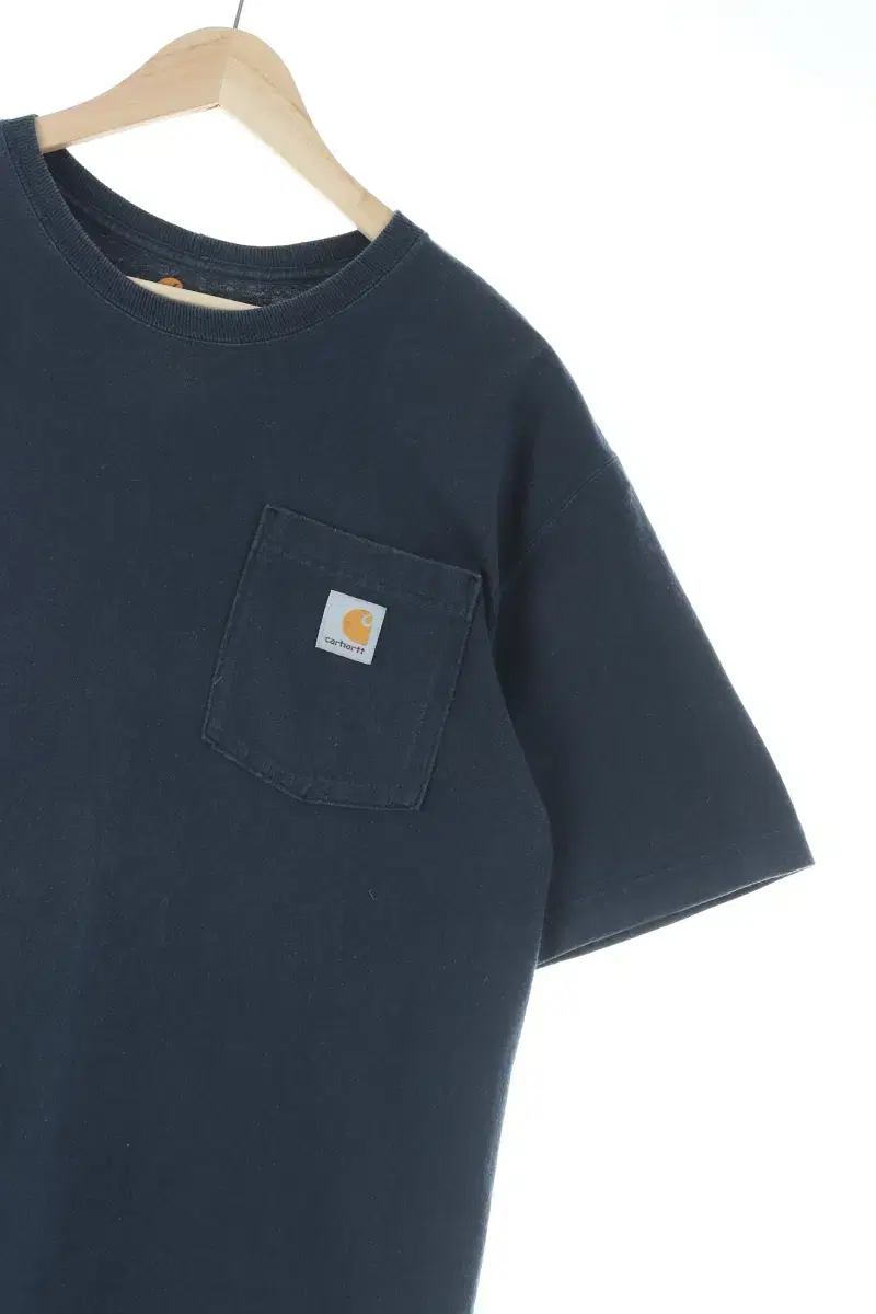 (M) Calhart Short-Sleeved T-Shirt Navy Cotton Plain Boxy Fit-D713