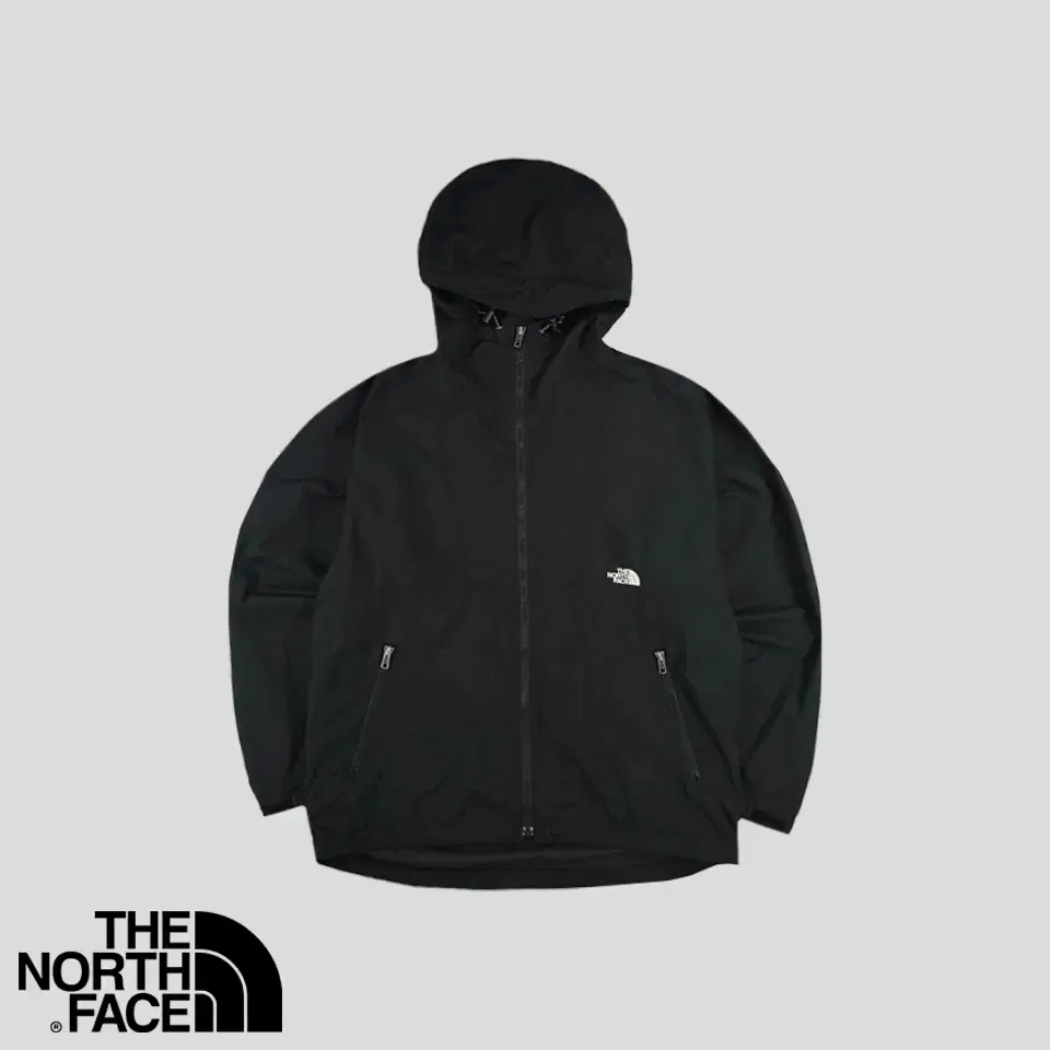 The North Face Black White Embroidered Go Go Compact Hooded Suplex Lightweight Windbreaker M