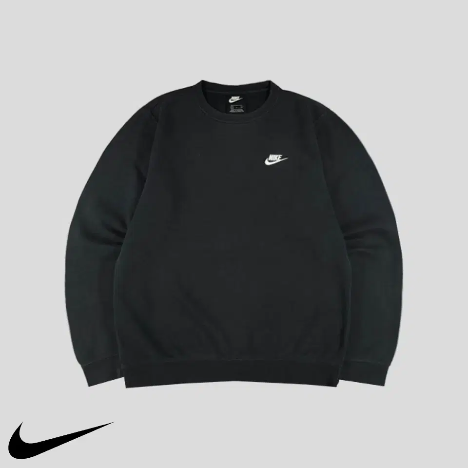 Nike Pigment Black White Fuchsia Logo Cotton Blend Sweatshirt Brushed Top