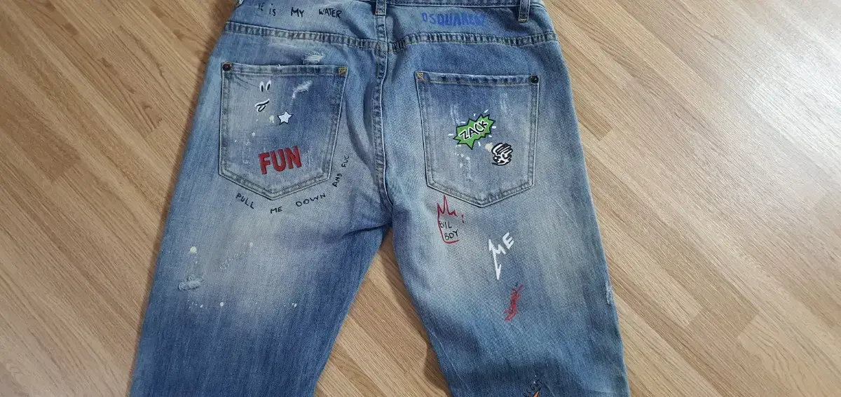 Vintage Painted Slim Fit Jeans Size 28