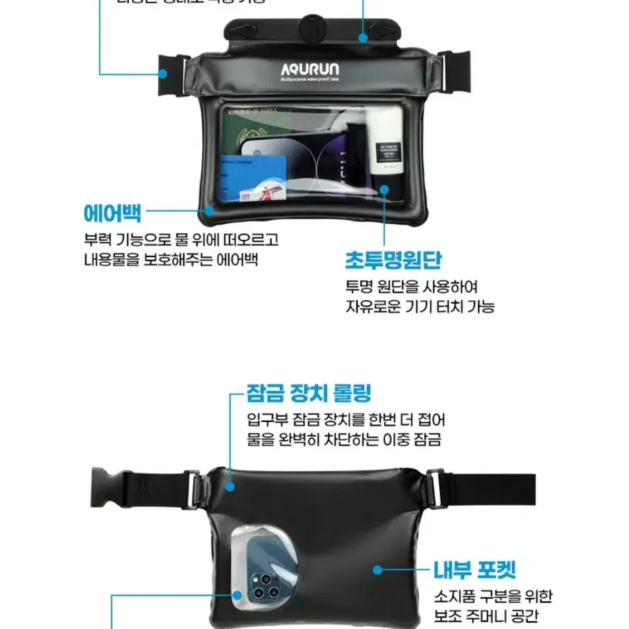 아쿠런 스마트폰 상수 슬링백(블랙)