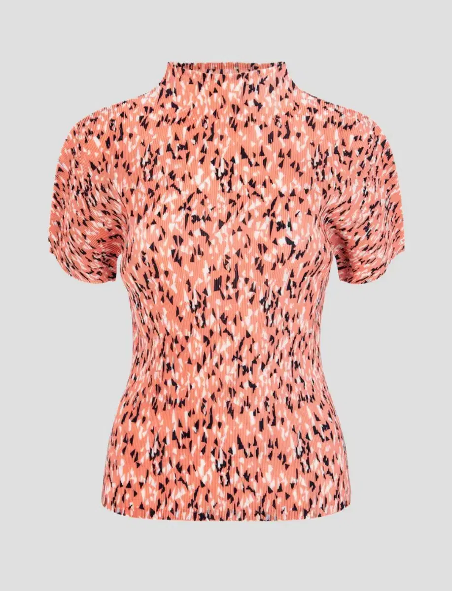 Issey Miyake Pleated Top Sprinkle Mist Vahn Neck Top Pink Salt Size 5