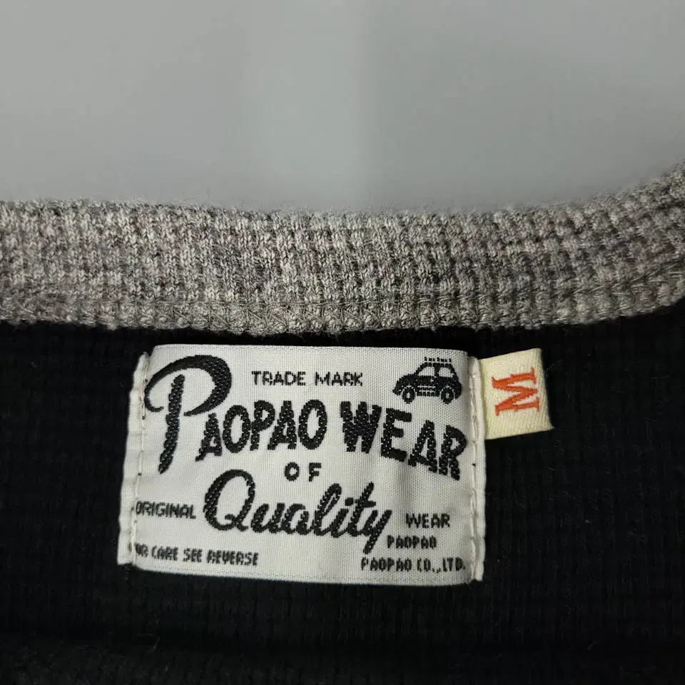 PAOPAO WEAR LIME.INC 블랙 그레이 배색 와플 패턴 코튼