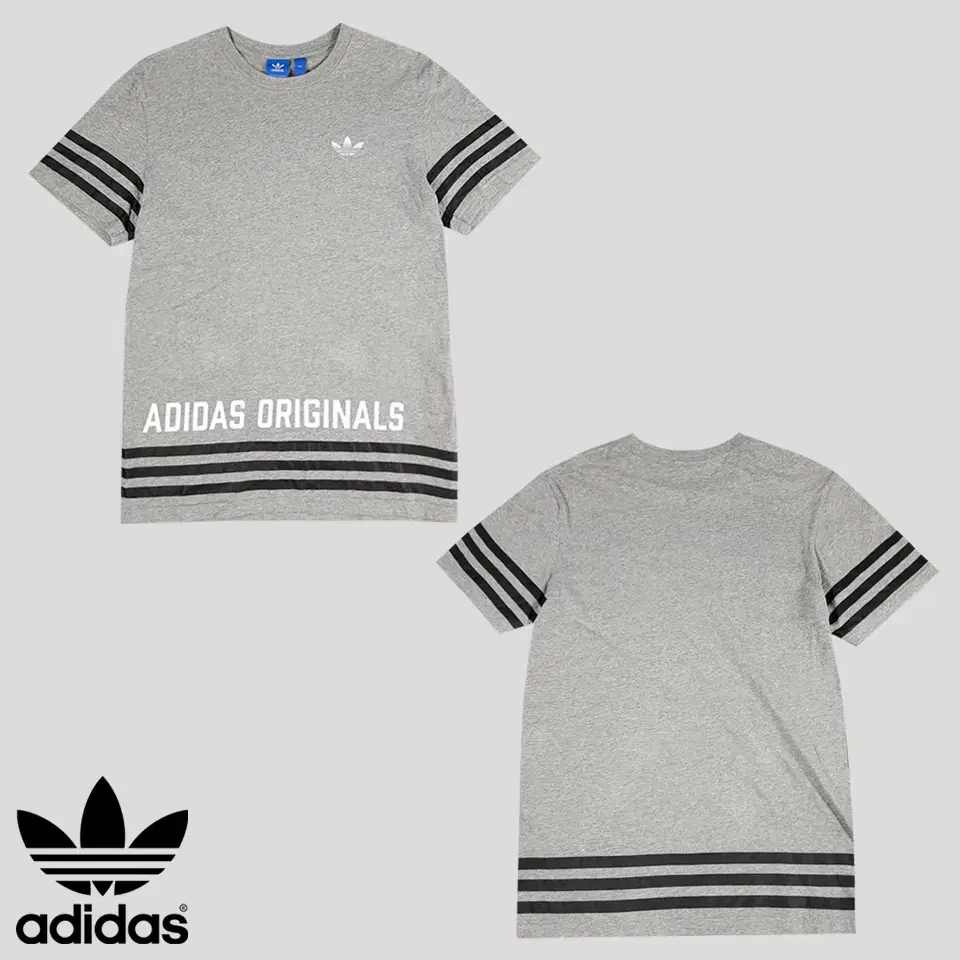 Adidas Melange Grey White Spelling Printed Black Three-Spun Cotton100 Short Sleeve