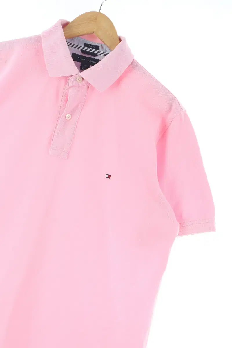 (L) Tommy Hilfiger Short sleeve kara T-shirt small speckle pink cotton-D601