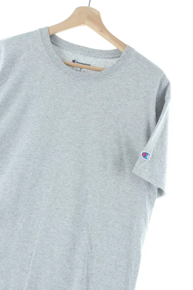 (M) Champion Short Sleeve T-Shirt Gray Plain Solid Amekaji-D620