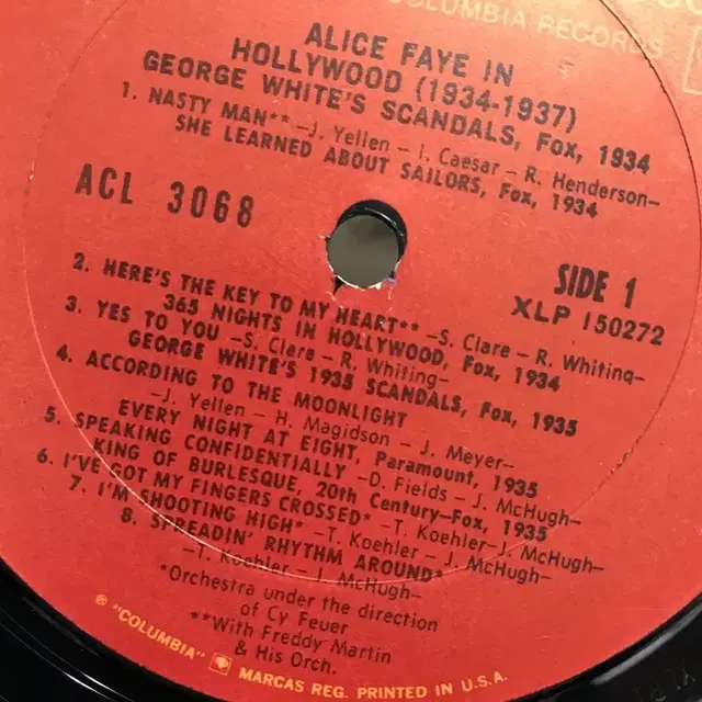 ALICE FAYE IN HOLLYWOOD  LP / AA1971