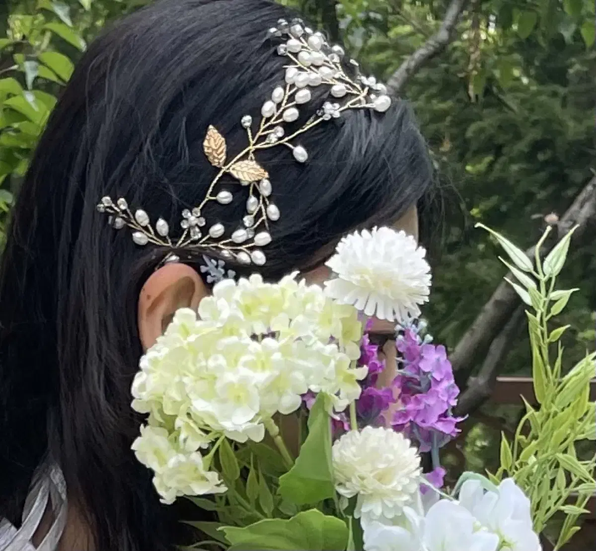 Petal pearl polka dot hair headband