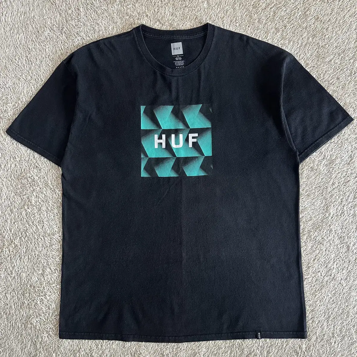 [XL] 허프 HUF 박스로고 그래픽 반팔 티셔츠 블랙