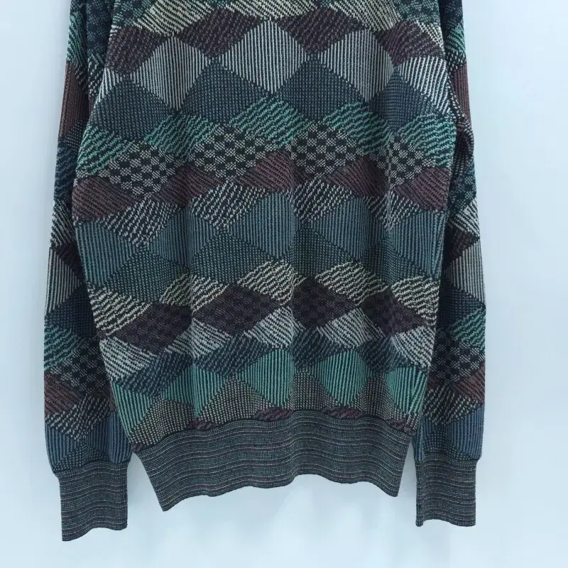 MISSONI 미쏘니 코튼블랜드 멀티 아가일 반오픈 카라 니트 C113