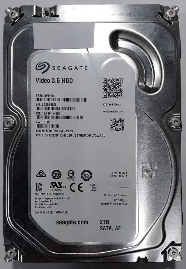 시게이트 2T HDD/ 3.5인치/  시게이트 ST2000VM003