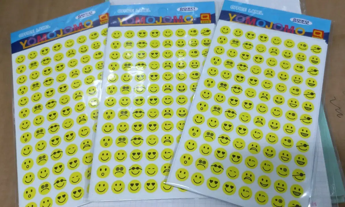 3-pack (6 sheets) fluorescent yellow smiley face stickers