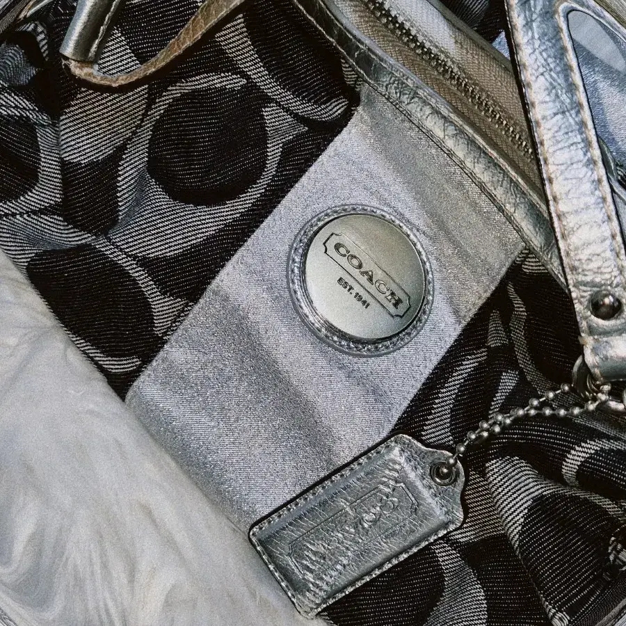 COACH silver denim monogram Bag