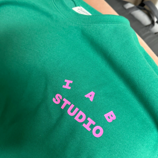 IAB Studio T-Shirt Green Pink ,WHITE