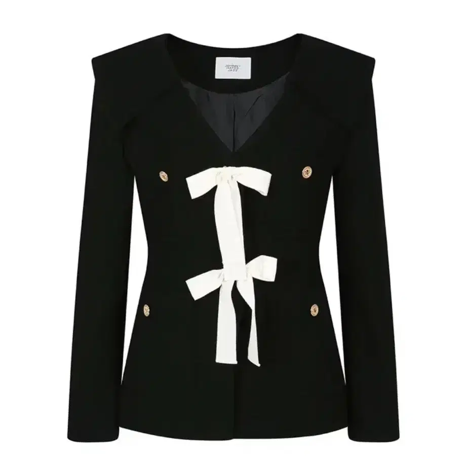 쟈니헤잇재즈 Gold button ribbon jacket -black