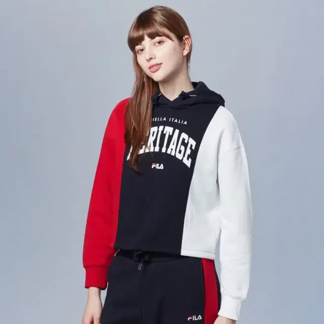 FILA 휠라 트리플 컬러 블럭 후드티 맨투맨 스웻셔츠