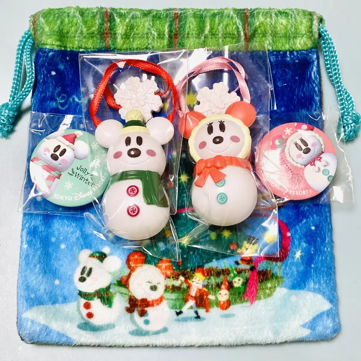 Japanese Classic Vintage Disney Christmas Ornaments Figures Snowman Mickey Minnie Mouse