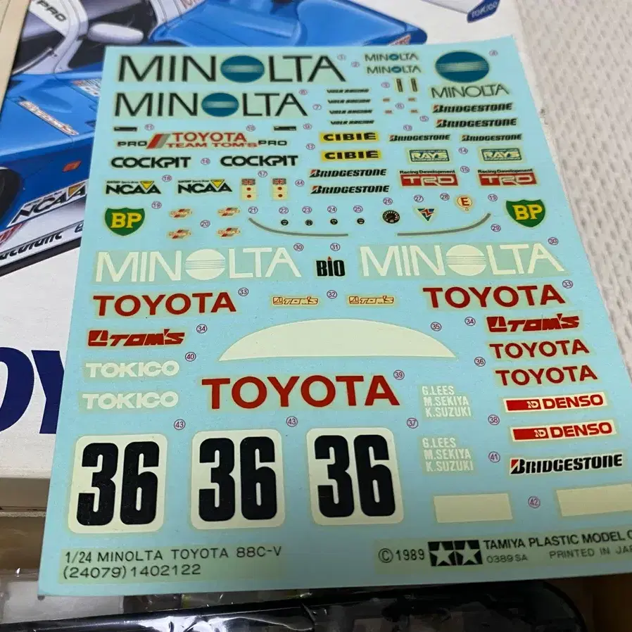 TAMIYA 1989 1/24 MINOLTA TOYOTA 88C-V