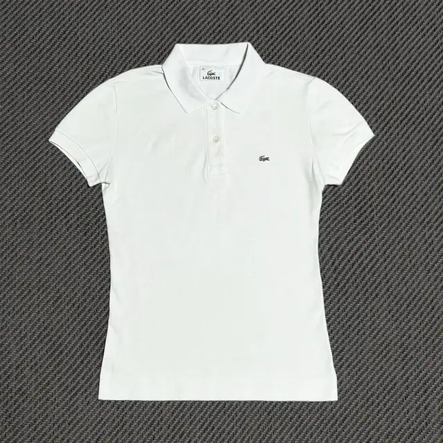 [ S ] Lacoste 라코스테 화이트 코튼 슬림핏 카라티