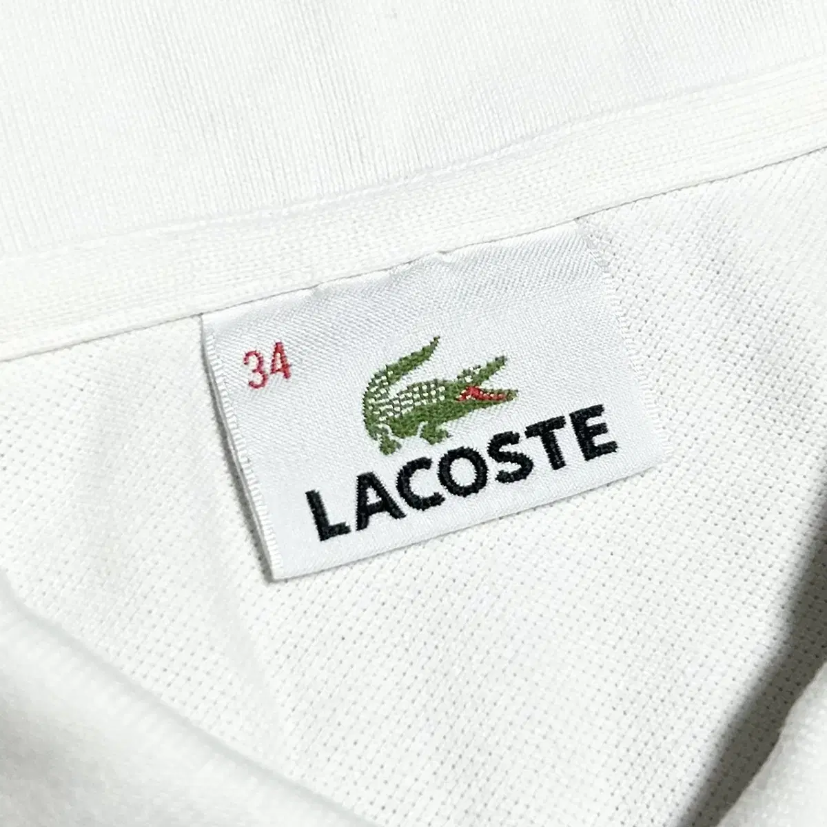 [ S ] Lacoste 라코스테 화이트 코튼 슬림핏 카라티