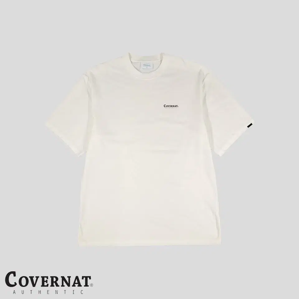 Cover낫 White Black Small Printing Simple Cotton Blend Short-sleeved T-Shirt L