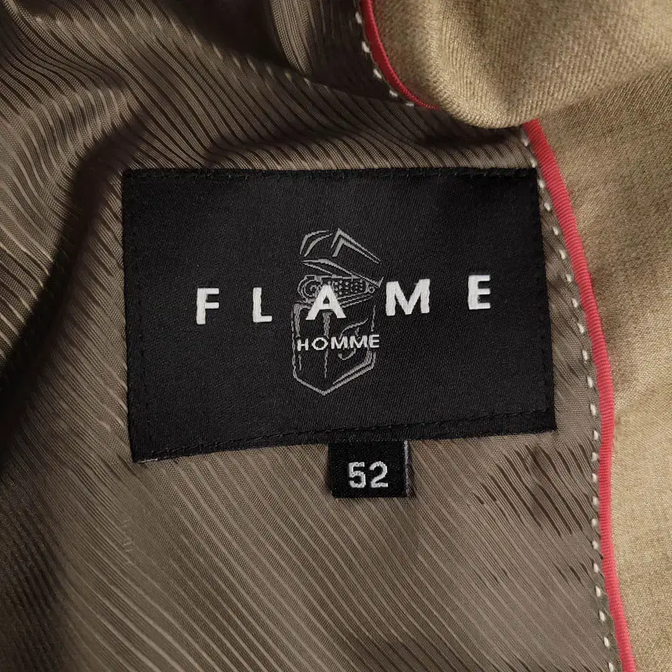 FLAME HOMME 베이지 탄 피크드라펠 원버튼 싱글 블레이저 자켓 M