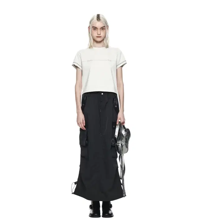 마뗑킴 CARGO MAXI SKIRT IN CHARCOAL 2