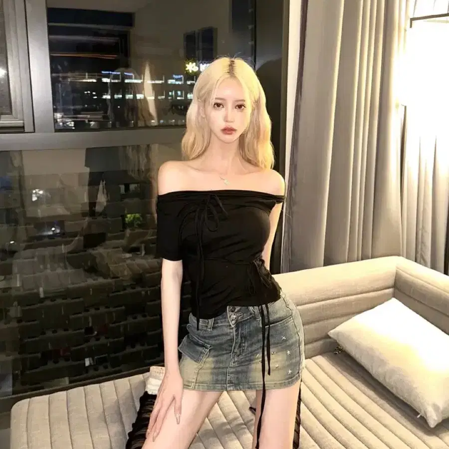 스타스터드 데님 미니스커트