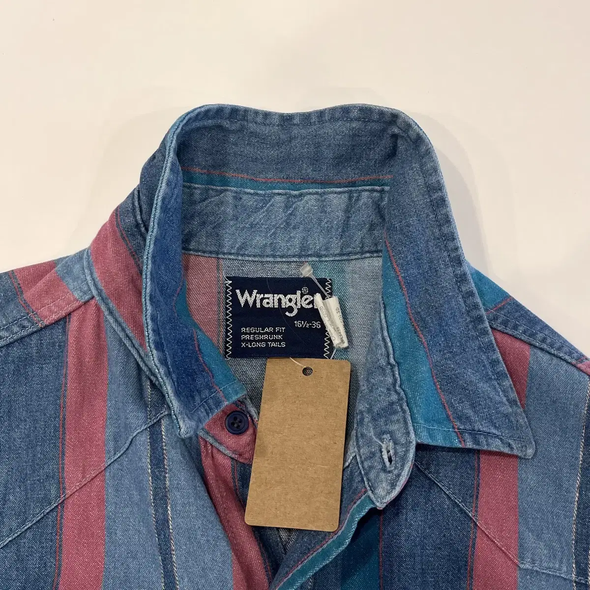 90s Wrangler 랭글러 스트라이프 웨스턴 데님 셔츠