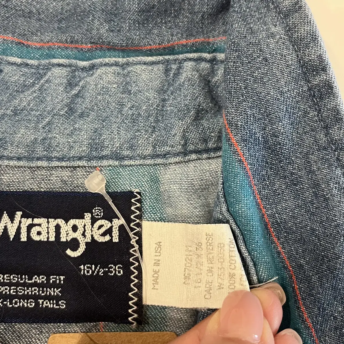 90s Wrangler 랭글러 스트라이프 웨스턴 데님 셔츠