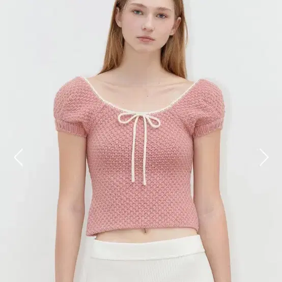 SINOON Puff Half Knit Top (Pink)