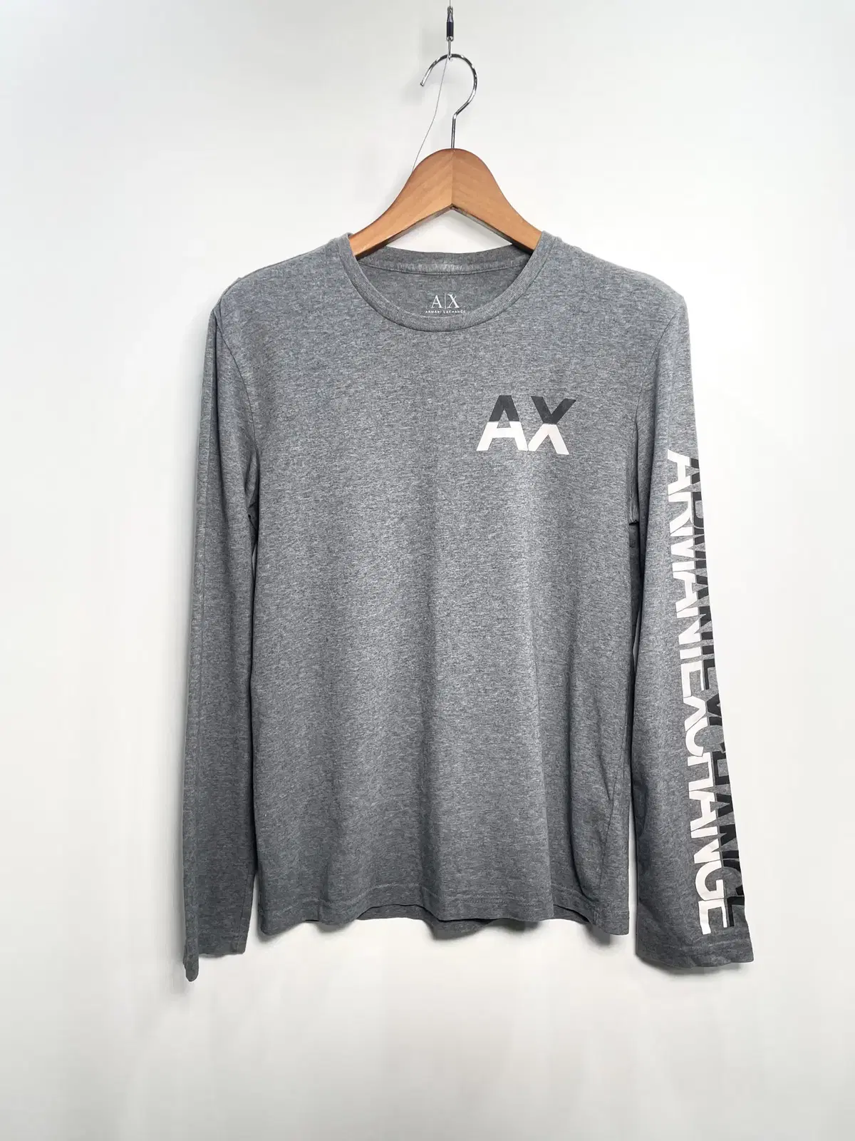 Armani Exchange Gray Cotton Long-sleeved T-shirt