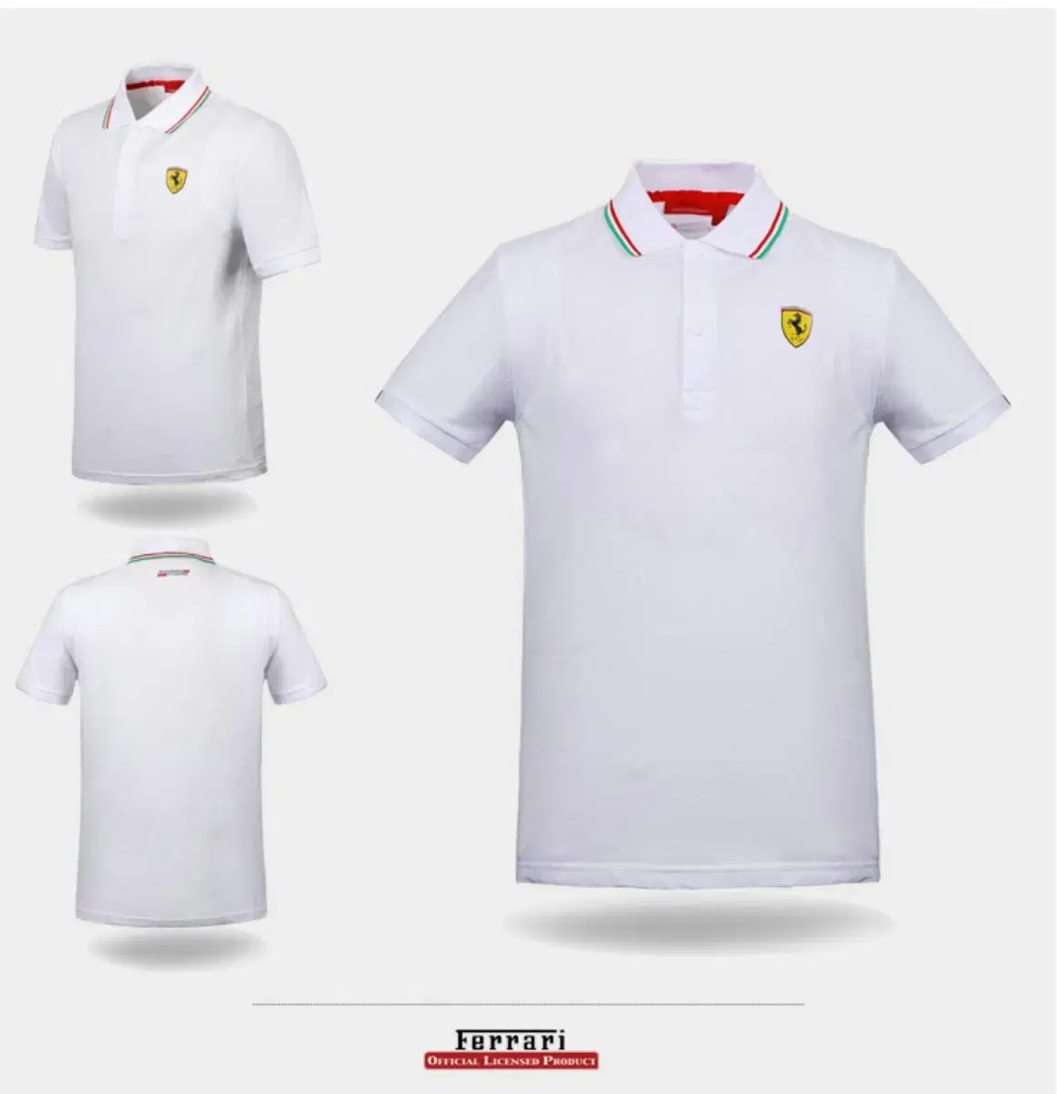 Scuderia Ferrari Official Genuine Polo Short Sleeve T-Shirt White