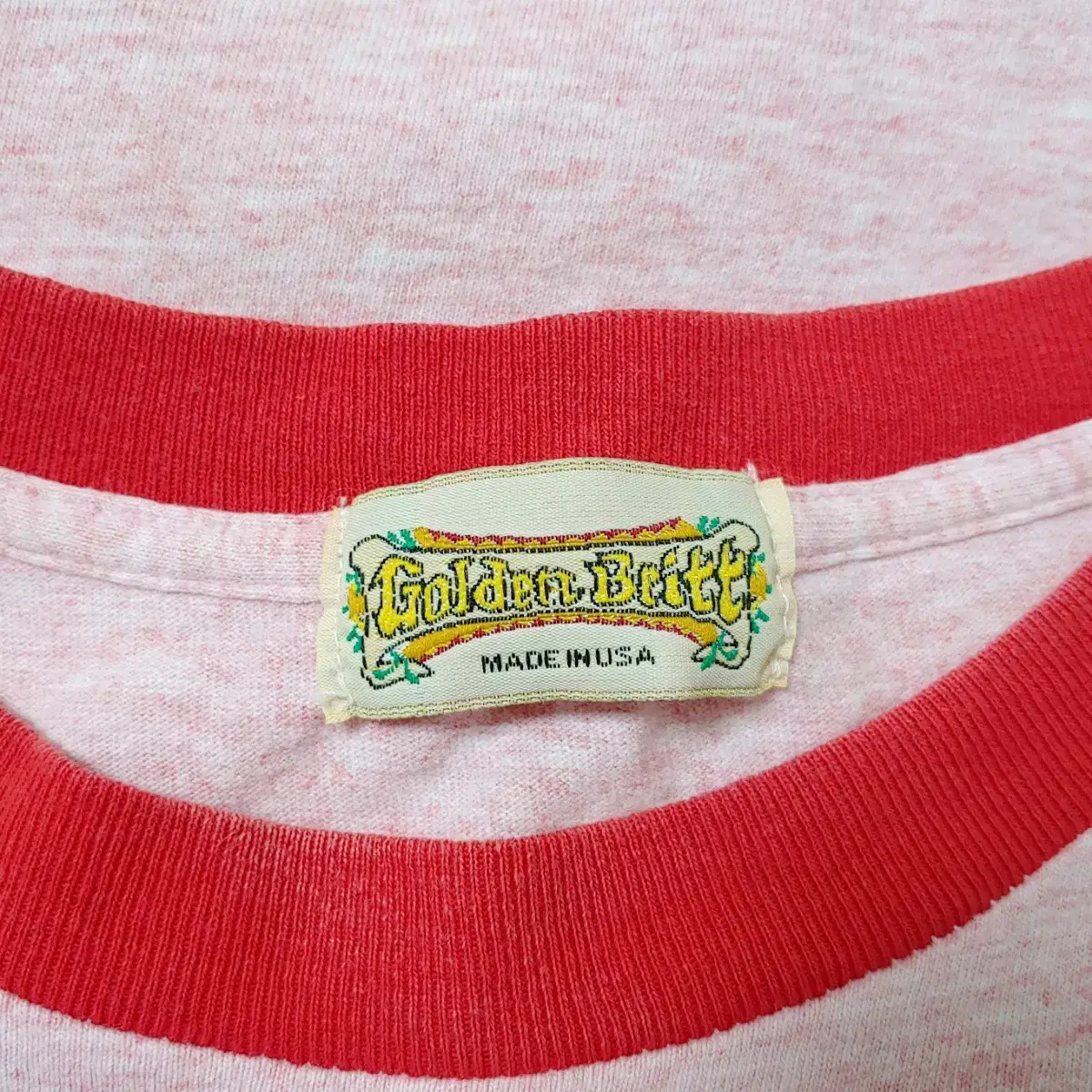 90s goden britt 반팔 핑크 링거티 (MADE IN USA)