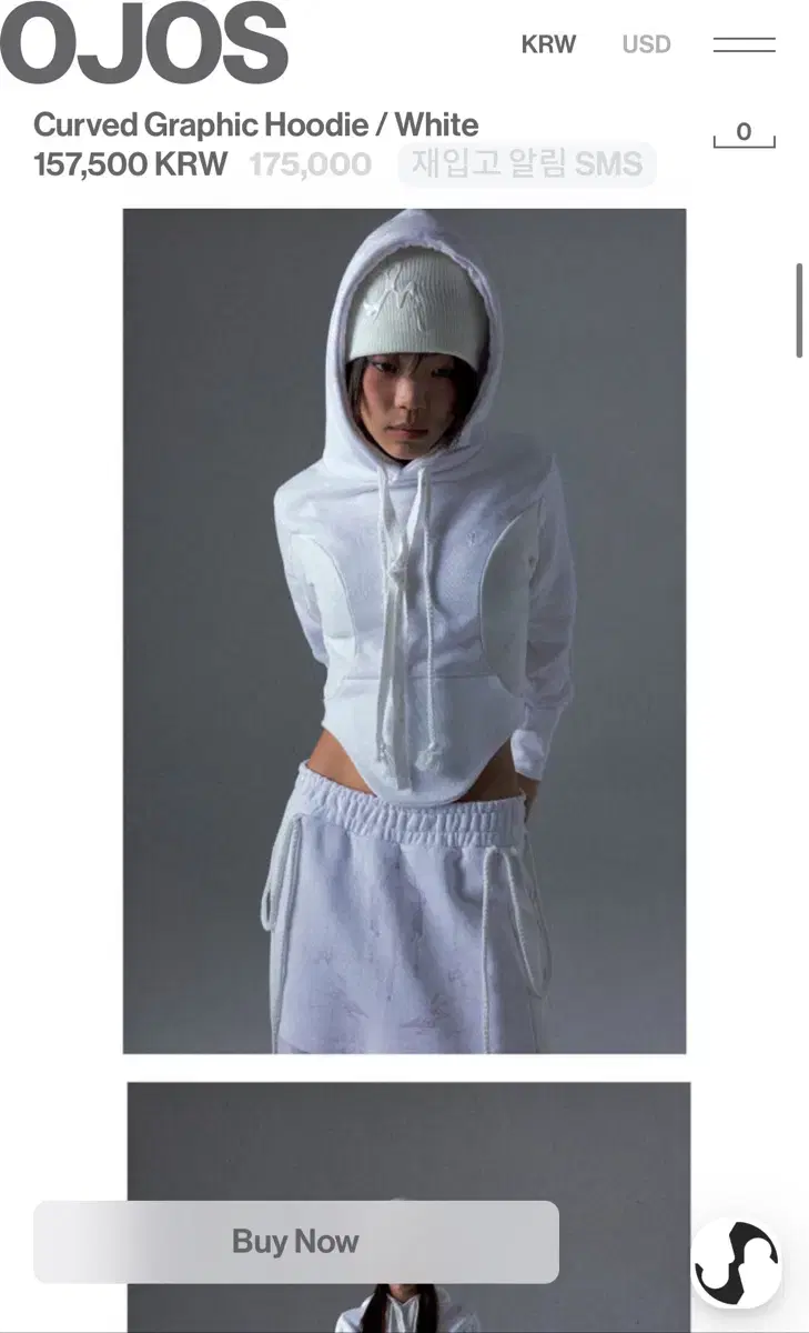 ojos curved Graphic Hoodie (white) 1size