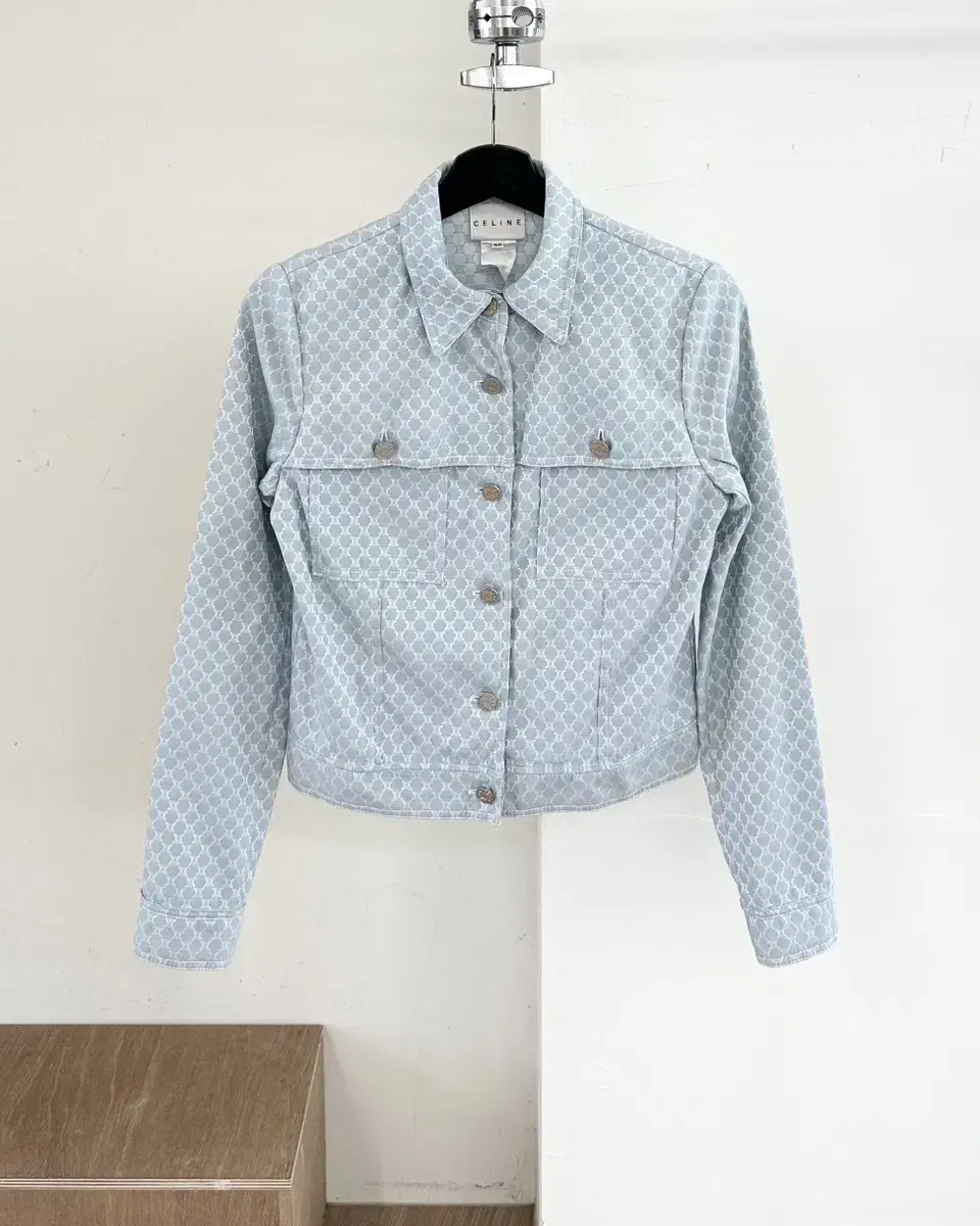 Seline Light blue macadam jacquard denim jacket