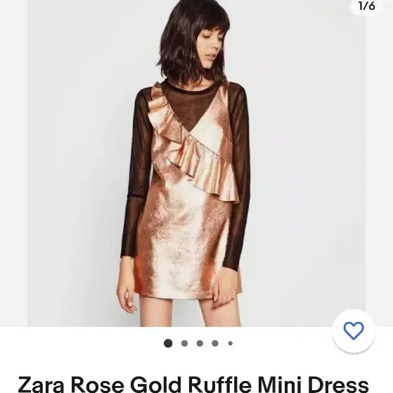 zara)빈티지 메탈릭 로즈골드 러플 섹시 휴양지 y2k 민소매 원피스