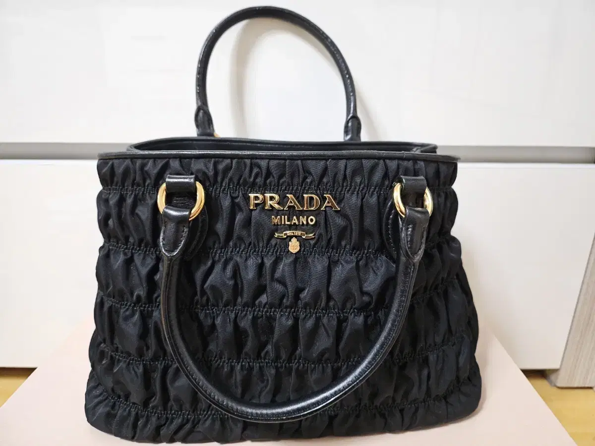 Prada Napa Goffret Tote Bag Genuine 1BA173 2DGX